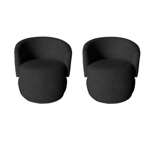 Kit 2 Poltronas Decorativa Beatriz Orgânica Couro Preto