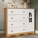Ver imagem 1 de Cômoda Infantil 95cm 1 Porta com Vidro e 4 Gavetas Liz Multimóveis Mp4515 Madeirado/branco