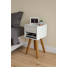 Mesa de Cabeceira Retrô 30cm Mdf Branco Gaveta e Nicho Pés Palito Madeira Maciça - Enviamos Montado - 8