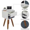 Mesa de Cabeceira Retrô 30cm Mdf Branco Gaveta e Nicho Pés Palito Madeira Maciça - Enviamos Montado - 5