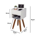 Ver imagem 3 de Mesa de Cabeceira Retrô 30cm Mdf Branco Gaveta e Nicho Pés Palito Madeira Maciça - Enviamos Montado