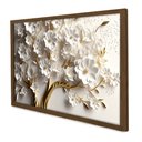 Ver imagem 1 de Quadro Decorativo Floral Luxo Primavera Branca em Moldura Caixa Tacolado Moldura Trad 1cm Madeira Es