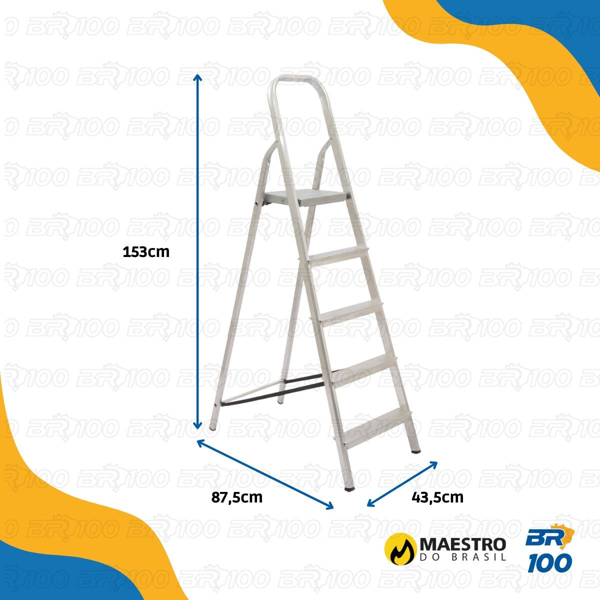Escada Aluminio 5 Degraus Maestro - 3