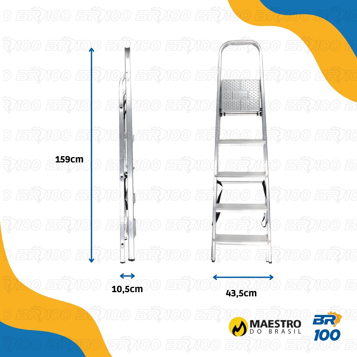 Escada Aluminio 5 Degraus Maestro - 4