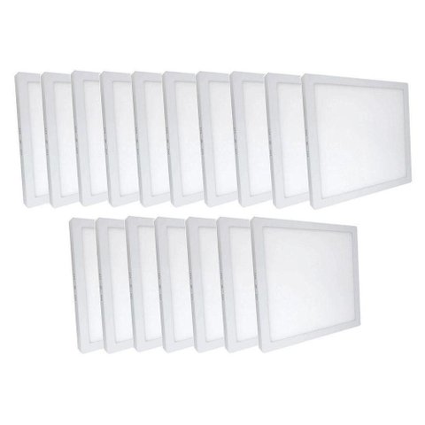 Kit 17 Plafon Painel LED Luminária Downlight 25W Sobrepor