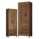 Ver imagem 1 de Guarda Roupa Solteiro 3P com Pés e Armário Multiuso com Pés Fit Jequitibá Acetinado - Santos