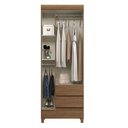 Ver imagem 3 de Guarda Roupa Solteiro 3P com Pés e Armário Multiuso com Pés Fit Jequitibá Acetinado - Santos