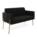 Ver imagem 1 de Sofá Namoradeira 2 Lugares Pé de Ferro Dourado Marisa Suede Preto D03 - D'Rossi