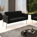 Ver imagem 2 de Sofá Namoradeira 2 Lugares Pé de Ferro Dourado Marisa Suede Preto D03 - D'Rossi