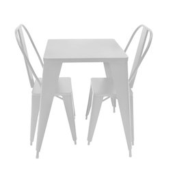 Conjunto Mesa Industrial em Aço Iron Tolix com 2 Cadeiras Branca - 1