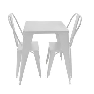 Conjunto Mesa Industrial em Aço Iron Tolix com 2 Cadeiras Branca
