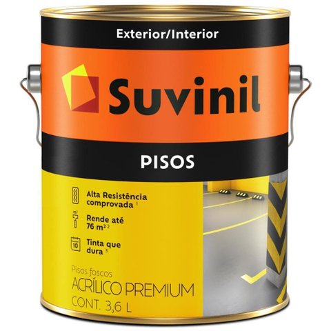 Tinta Acrílico Premium para Cimentos e Pisos 3,6 Litros Amarelo - 53419798 - SUVINIL TINTA ACRILICA 