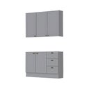 Ver imagem 1 de Cozinha Modulada 2 Peças 5 Portas 3 Gavetas Henn Americana Cinza
