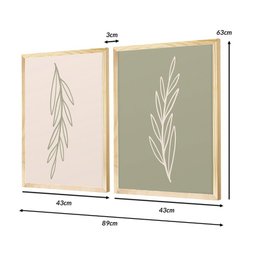 Kit 2 Quadros Decorativos para Quarto Minimalista Ramos - 5