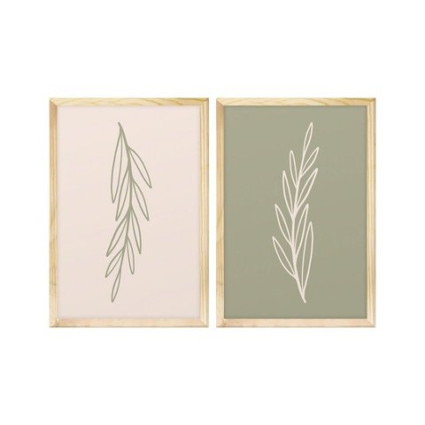 Kit 2 Quadros Decorativos para Quarto Minimalista Ramos