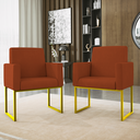 Ver imagem 6 de Kit Sofá 2 Lugares + 2 Poltronas Recepção Sala Base Dourada Cor:terracota