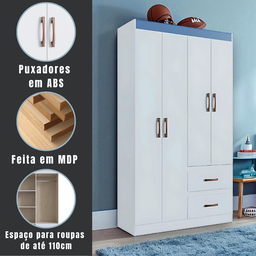Guarda-roupa/roupeiro 3 em 1 Flex Solteiro 4 Portas 2 Gaveta - 3