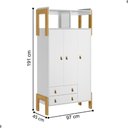 Ver imagem 2 de Conjunto Infantil Branco Acetinado: Berço Mini Cama + Cômoda + Guarda-roupa 3 Portas 2 Gavetas