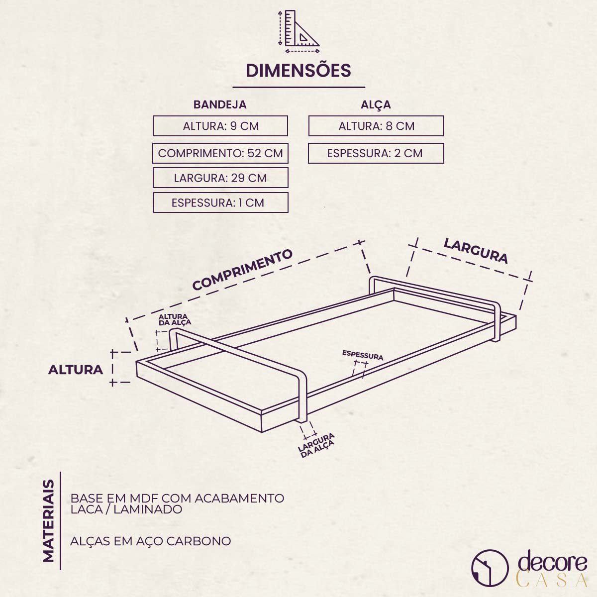 Bandeja de Servir Espelhada Ideal para Buffet Alça Bronze - Coral - 3