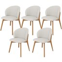 Ver imagem 1 de Kit 05 Cadeiras de Jantar e Estar Living Estofada Mia L02 Bouclê Cru - Lyam Decor