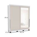 Ver imagem 4 de Guarda-roupa Casal Madrid 2 Portas 2 Gavetas com Espelho Creme/branco - Politorno