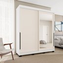 Ver imagem 1 de Guarda-roupa Casal Madrid 2 Portas 2 Gavetas com Espelho Creme/branco - Politorno