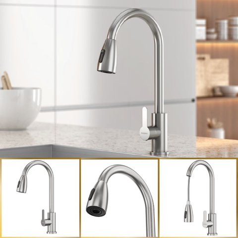 Torneira de Cozinha Roma Mangueira Flexível Aço Inox Goldenx