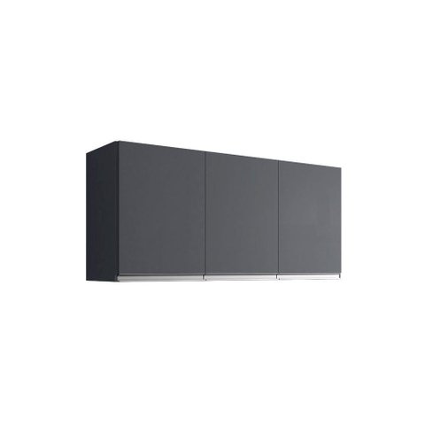 Armário Aéreo para Cozinha Andréia 120 Cm com 3 Portas Cinza Fosco