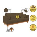 Ver imagem 6 de Kit 2 Poltronas Living + Sofá 2 Lugares Base Madeira Suede Cor:marrom