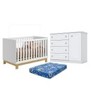Ver imagem 1 de Berço Americano Mini Cama Q Encanto Slim Branco Acetinado - Qmovi e Cômoda Infantil Americano Branco
