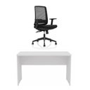 Ver imagem 2 de Conjunto Mesa de Escritório 120x60cm Cadeira Ergonômica Reclinável Sistema Syncron Pistão Classe 4
