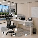 Ver imagem 6 de Conjunto Mesa de Escritório 120x60cm Cadeira Ergonômica Reclinável Sistema Syncron Pistão Classe 4
