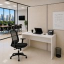 Ver imagem 1 de Conjunto Mesa de Escritório 120x60cm Cadeira Ergonômica Reclinável Sistema Syncron Pistão Classe 4