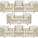 Ver imagem 1 de Kit 8 Poltronas Mila Corino Cores Pé de Plástico Cromado - Bege Corino