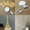 Ver imagem 3 de Abajures Acrilico Torre Eiffel Led 3000k Cabo Usb com Liga/desliga