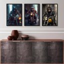 Ver imagem 1 de Kit 3 Quadros Motoqueiros Animais 45x34cm:madeira Preta