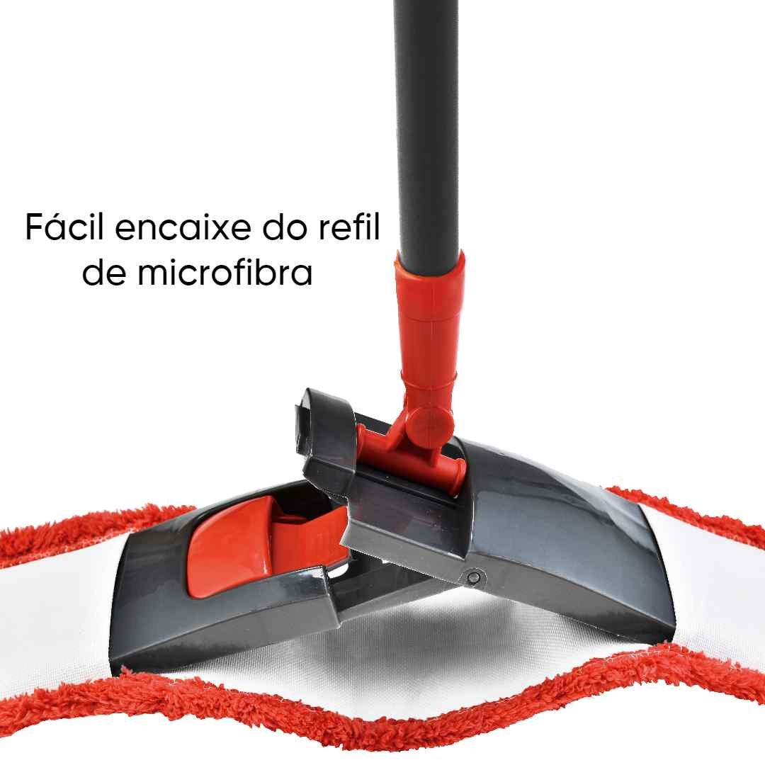 Mop Multiuso Microfibra Flat Vermelho Cinza - 3