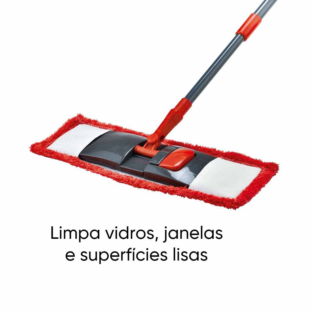 Mop Multiuso Microfibra Flat Vermelho Cinza - 4