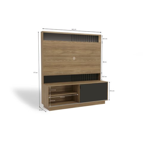 Estante Home Berlin Kappesberg M941 para TV 65 Polegadas Nogueira e Preto Fosco
