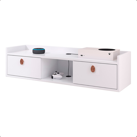 Rack Suspenso 2 Gavetas Decorativo Puxador Amalfi 0,90 Vegas - Branco