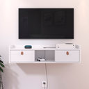 Ver imagem 2 de Rack Suspenso 2 Gavetas Decorativo Puxador Amalfi 0,90 Vegas - Branco