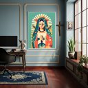Ver imagem 2 de Quadro Arte Inspirada em Nossa Senhora de Guadalupe -70x50cm:moldura Branca