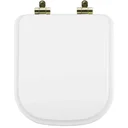 Ver imagem 1 de Assento Sanitário Poliéster Soft Close Quadra Branco para Vaso Deca com Ferragem Dourada