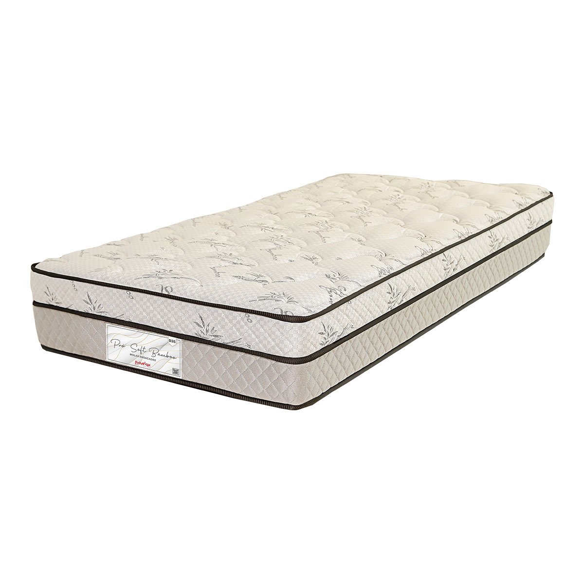 Colchão Solteiro King 96x203x24 Pro Soft Bamboo Prorelax Molas Ensacadas Pillow Top Turn Free - Cinz