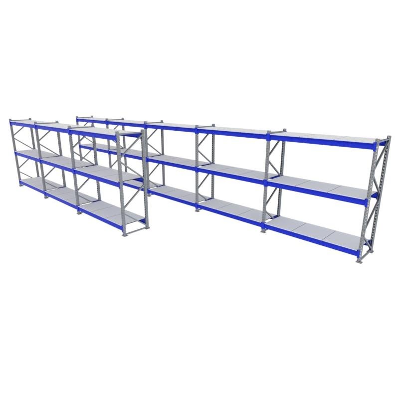 Kit 8 mini porta pallet 250 kg 180x200x60 (CxLxP) cinza com azul bandejas mdf branco - 1