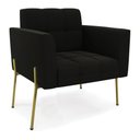 Ver imagem 6 de Sofá Namoradeira e 2 Poltronas Pé de Ferro Dourado Elisa Suede Preto D03 - D'Rossi