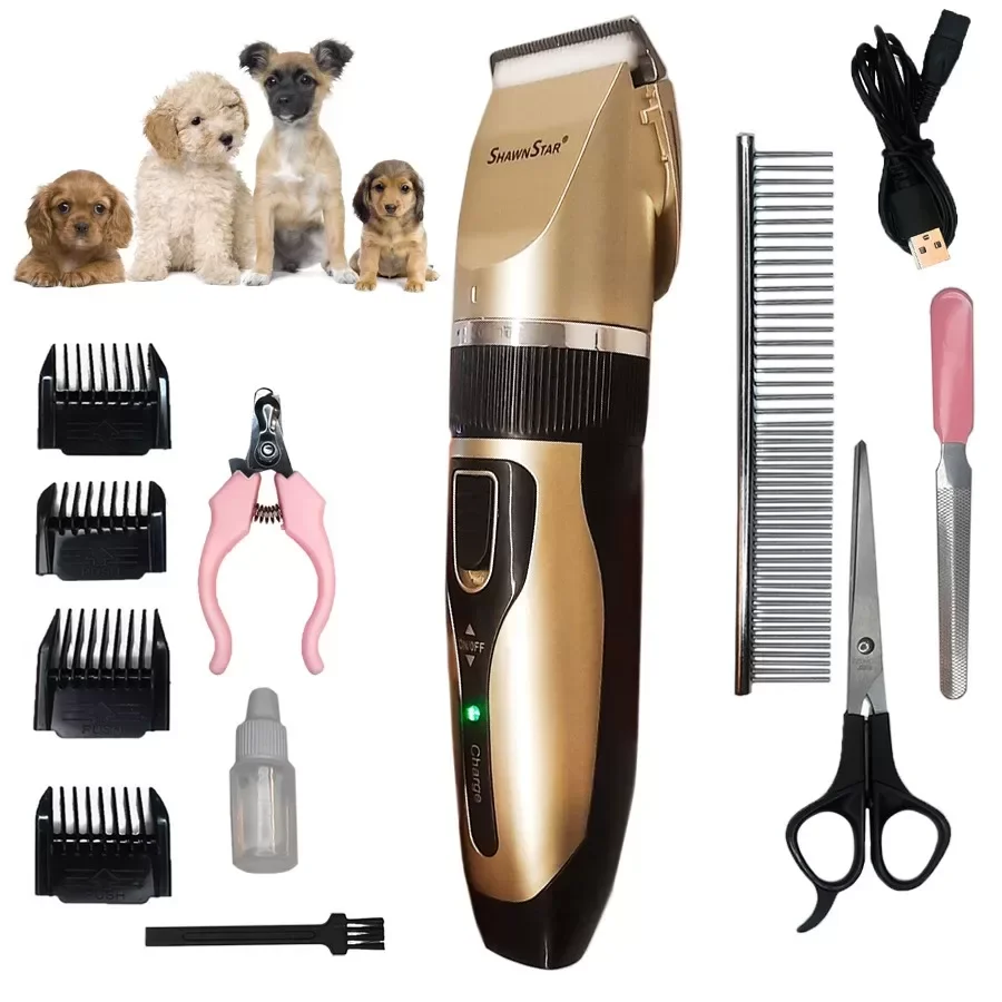 Kit Pet Maquina Recarregável Tosa de Cães e Gatos5x1