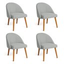 Ver imagem 1 de Kit 04 Cadeiras Poltrona de Jantar Luna Suede Cinza Pés Palito Castanho