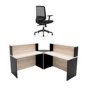 Ver imagem 2 de Balcão de Atendimento em L 120x60cm para Loja e Recepção + Cadeira Ergonômica Netflex Reclinável