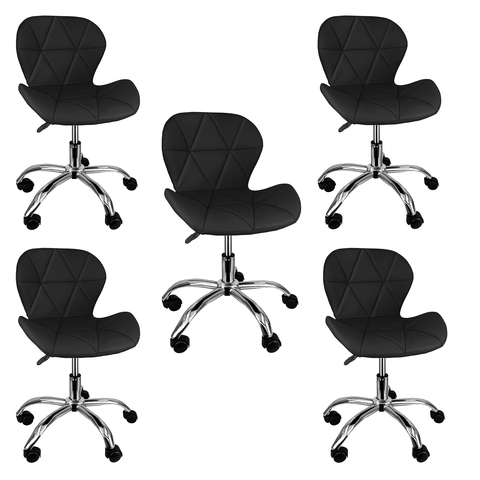 Kit 5 Cadeiras Slim Office Estofada Base Giratória Cromado 